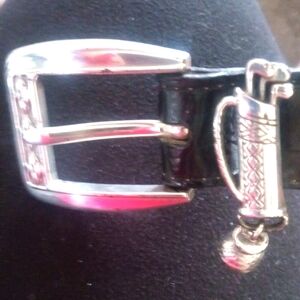 Brighton Black Leather Ornate  Belt Golf bag charm. ML32  1980's (Like New)